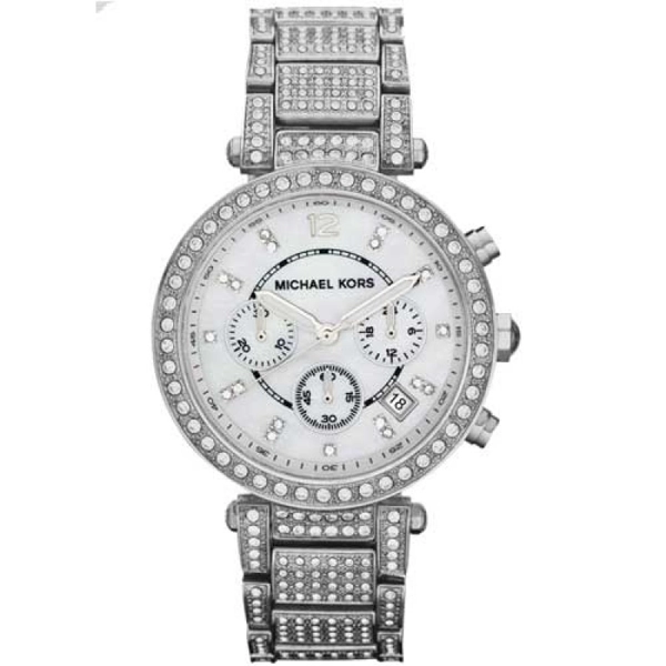 Michael Kors MK5572 Parker White Dial Crystals Steel Ladies Watch