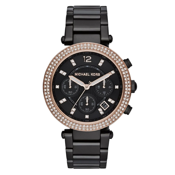 Michael Kors MK5885 Parker Glitz Black Dial Black Ladies Watch