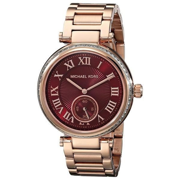 Michael Kors MK6086 Skylar Red Dial Rose Gold Steel Ladies Watch