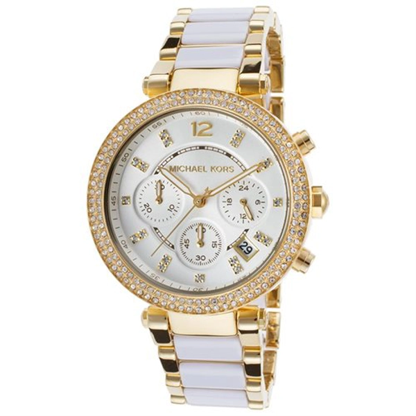 Michael Kors MK6119 Parker Two Tone White Stainless Steel Ladies Watch
