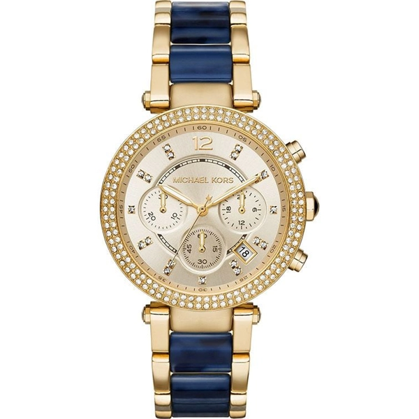 Michael Kors MK6238 Parker Two-Tone Gold Blue Glitz Ladies Watch