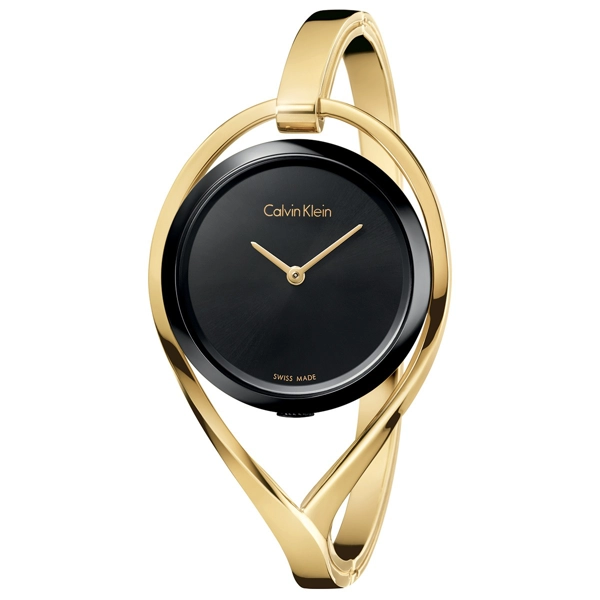 Calvin Klein K6L2S411 Black Dial Yellow Gold Tone Women’s Bangle Watch