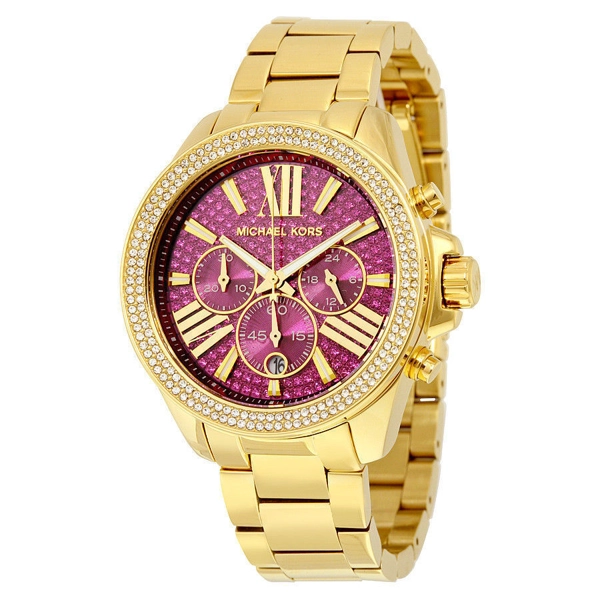 Michael Kors MK6290 Wren Fuchsia Crystal Pave Gold Tone Ladies Watch