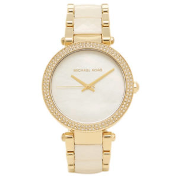 Michael Kors MK6400 Parker Gold White Acetate Crystal Ladies Watch