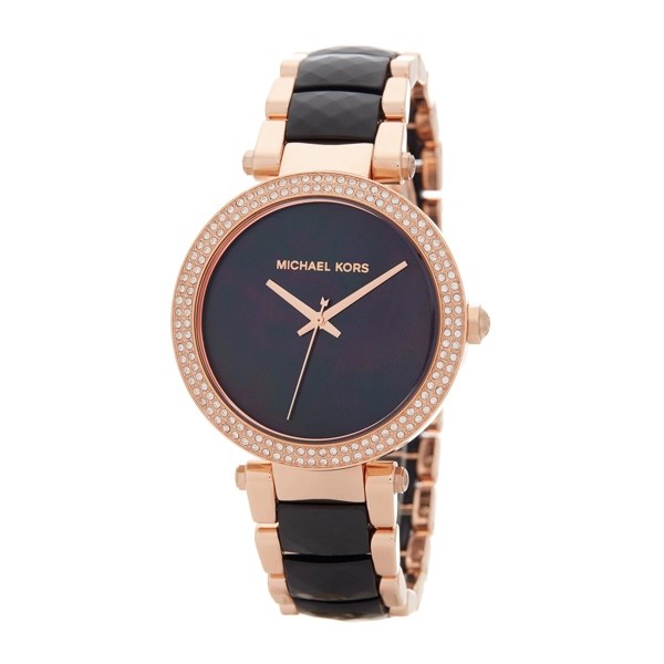 Michael Kors MK6414 Parker Rose Gold Tone Black Dial Ladies Watch