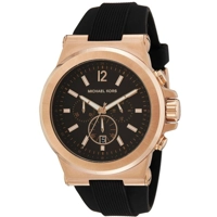 Michael Kors MK8184 Rose Gold Black Dial Rubbe..