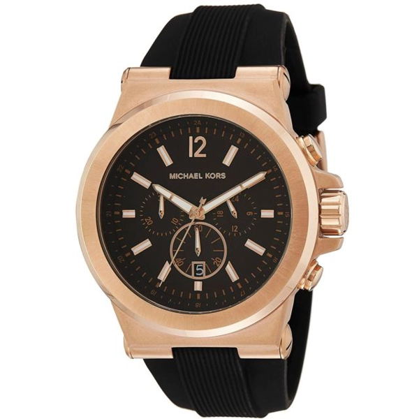Michael Kors MK8184 Rose Gold Black Dial Rubber Strap Men’s Watch