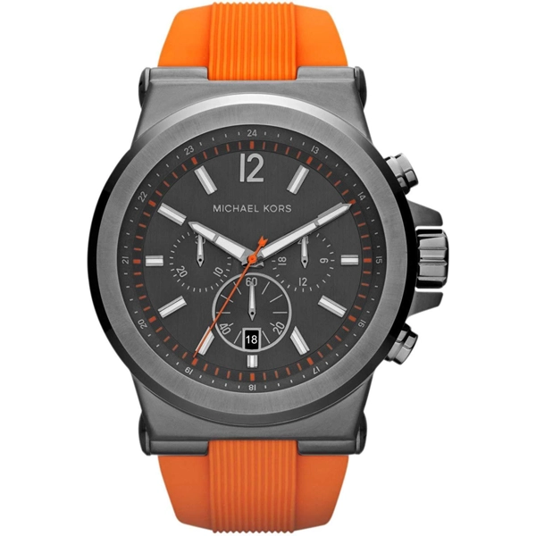 Michael Kors MK8296 Gunmetal Dial Orange Rubber Strap Men’s Watch