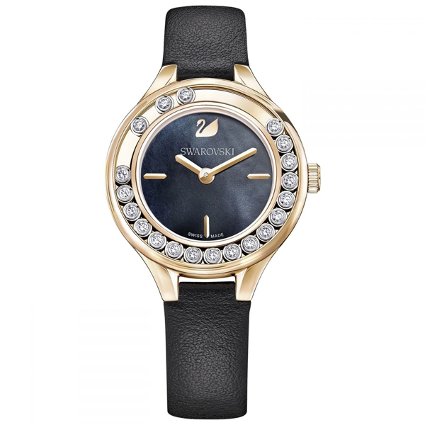 Swarovski 5301877 Lovely Crystals Leather Strap BlackDial Ladies Watch