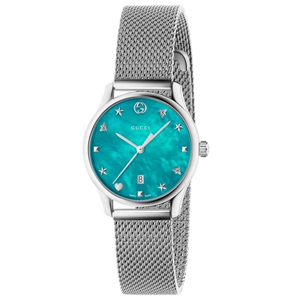 Gucci YA126582 G-Timeless Turquiose Dial Stainless Steel Ladies Watch