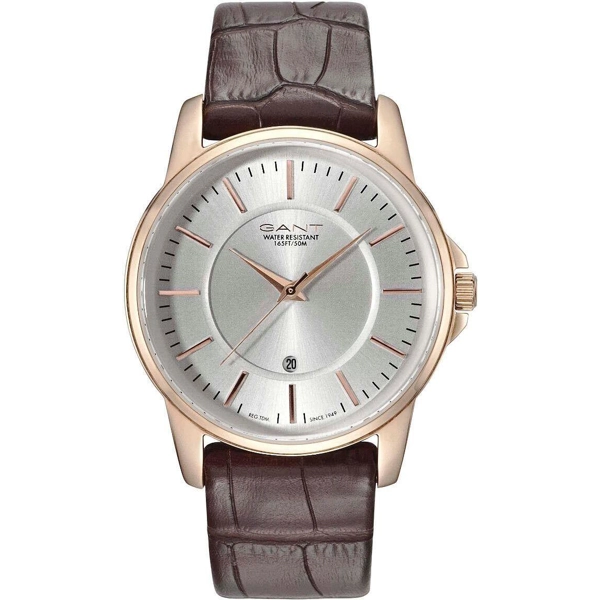 Gant GT004003 Stainless Steel Leather Strap Silver Dial Gents Watch