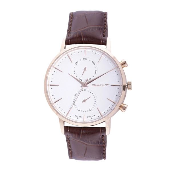 Gant W11203 Leather Strap Stainless Steel White Dial Gents Watch