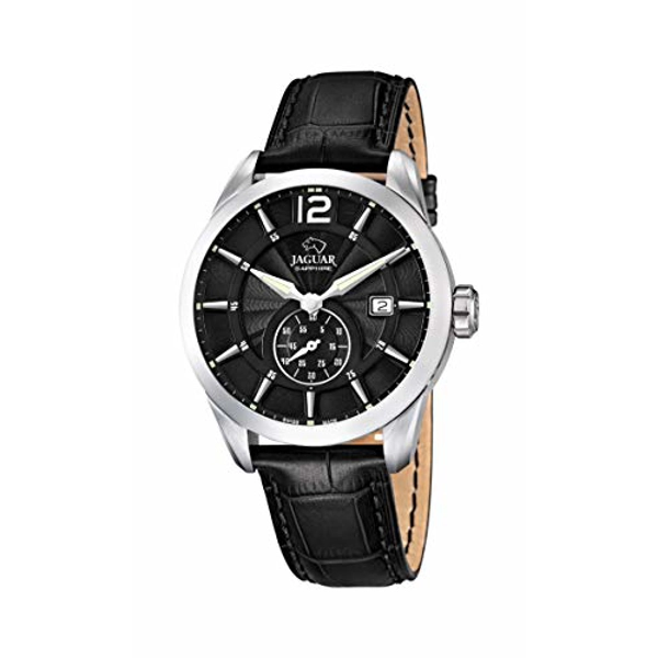 Jaguar J663/4 Quartz Black Dial Leather Strap Watch for Men