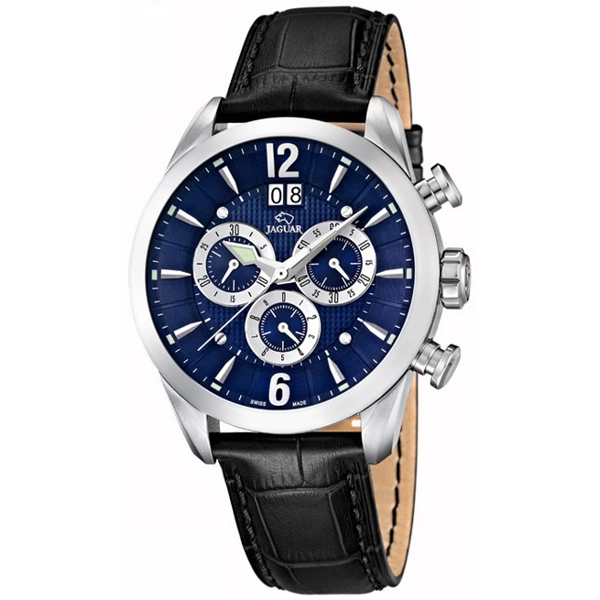 Jaguar J661/2 Quartz Swiss Made Black Strap Leather  Watch for Men