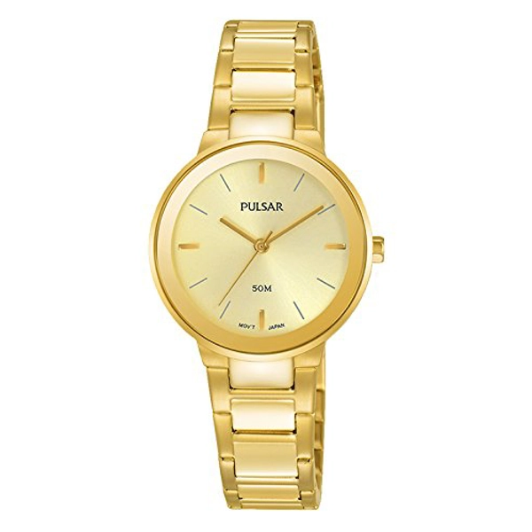 Pulsar PH8288X1 Golden Dial Stainless Steel Strap Ladies Watch