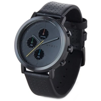 Hygge MSL2204BCBK Black Leather Strap Mens Watch