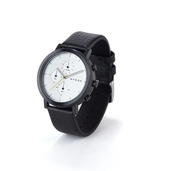 Hygge MSL2204CCH Mens Black Leather Silver Dial Watch
