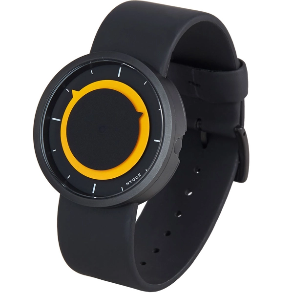 Hygge MSP3012BC YE Black Dial Leather Strap Watch For Men