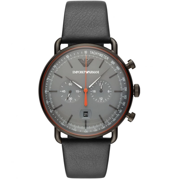 Armani AR11168 Grey Dial Leather Strap Watch For Men