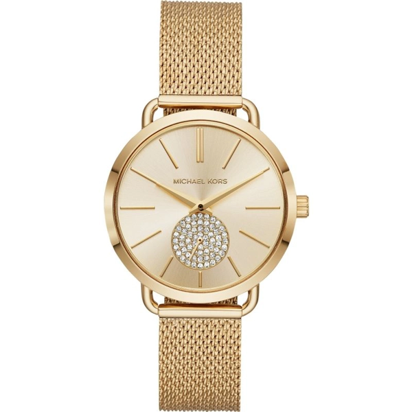 Michael Kors MK3844 Yellow Gold Dial Mesh Band Strap Ladies Watch