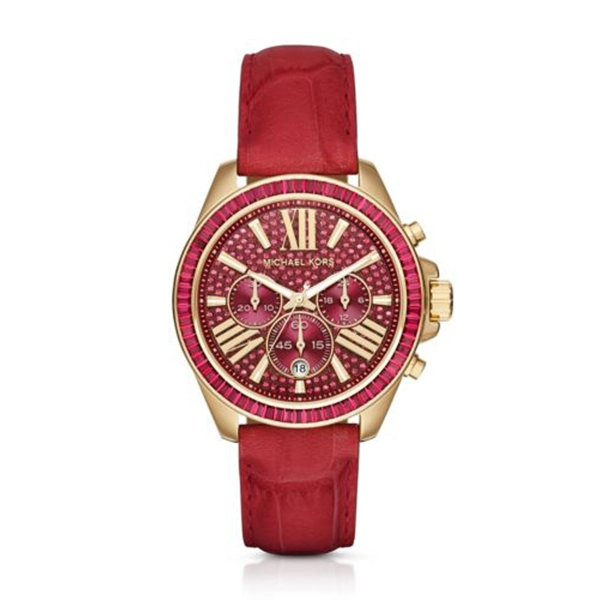 Michael Kors MK2452 Red Leather Band Watch For Ladies