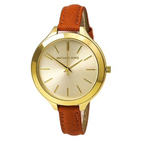 Michael Kors MK2275 Champagne Dial Leather Strap Ladies Watch