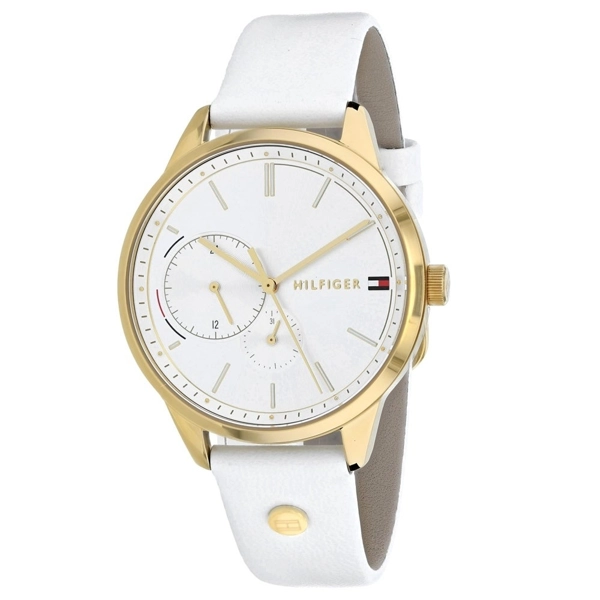 Tommy Hilfiger 1782018 White Dial Leather Strap Ladies Watch