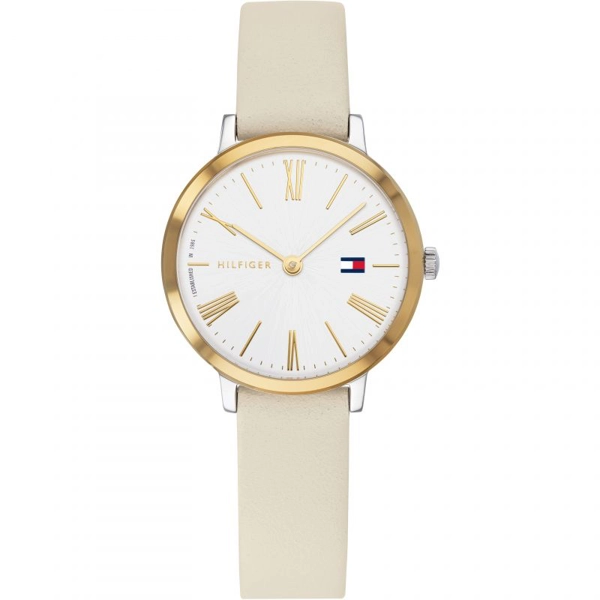 Tommy Hilfiger 1782051 White Dial Leather Strap Ladies Watch
