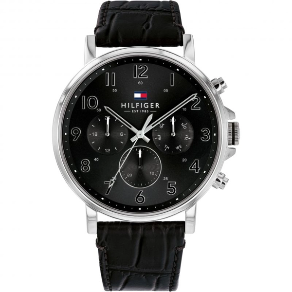 Tommy Hilfiger 1710381 Black Dial Leather Strap Watch For Men