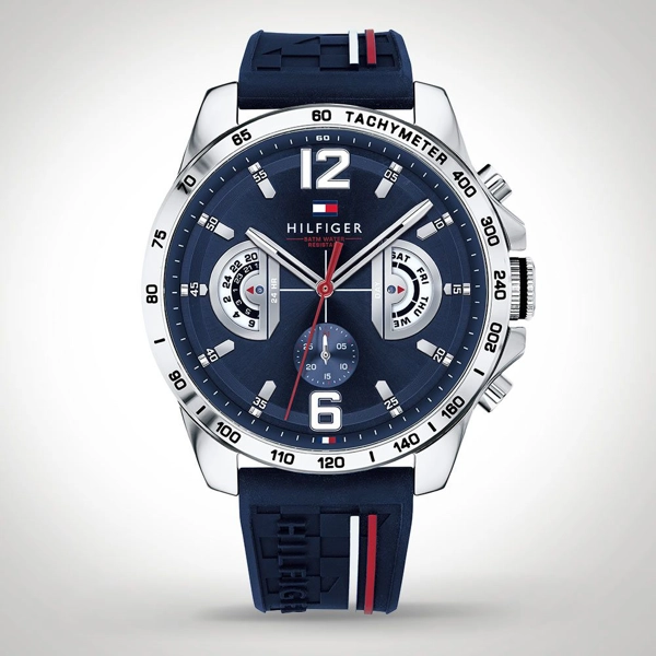 Tommy Hilfiger 1791476 Blue Rubber Strap Watch For Men