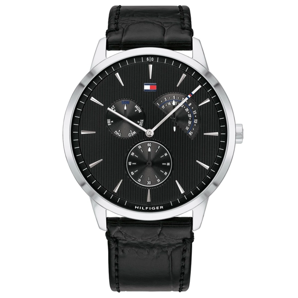 Tommy Hilfiger 1710391 Black Dial Leather Strap Watch For Men