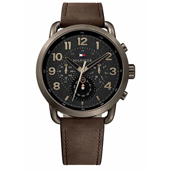 Tommy Hilfiger 1791425 Black Dial Leather Strap Watch For Men