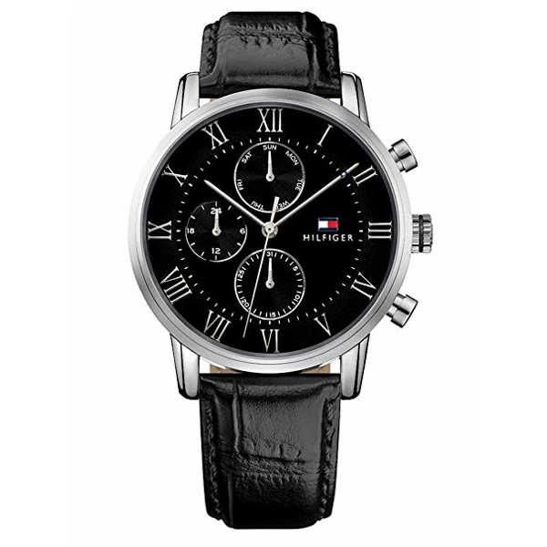 Tommy Hilfiger 1791401 Black Leather Strap Mens Watch