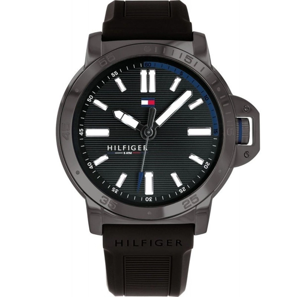 Tommy Hilfiger 1791587 Black Leather Strap With Black Dial Watch