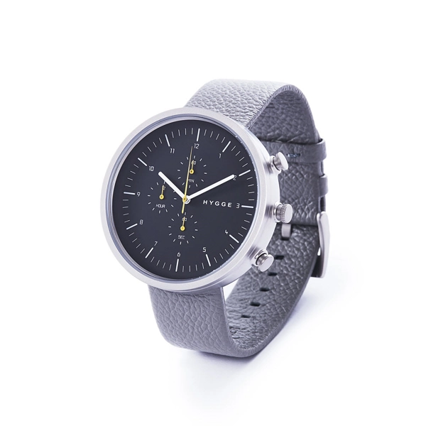 Hygge MSL3216CWH Black Dial Leather Strap Watch For Men