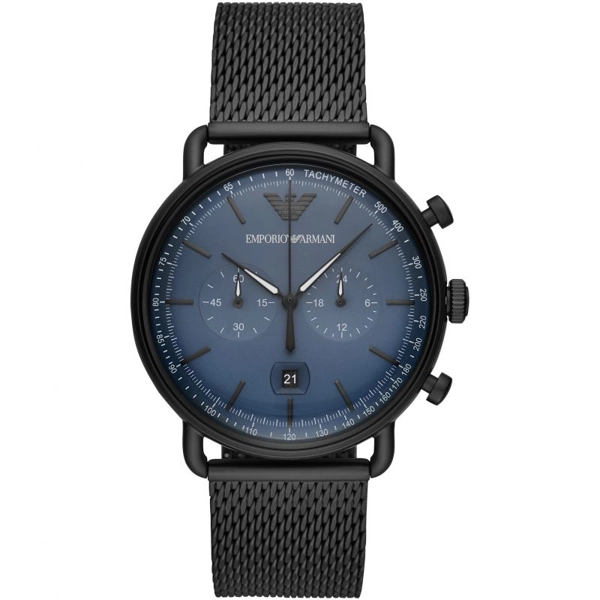 Emporio Armani AR11201 Blue Dial Leather Strap Watch For Men
