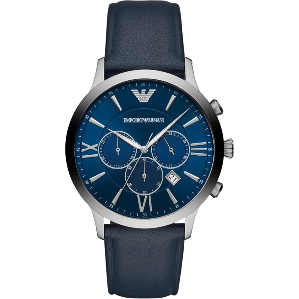 Emporio Armani AR11226 Blue Dial Leather Strap Watch For Men