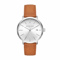 Michael Kors MK8673 Silver Dial Leather Strap ..