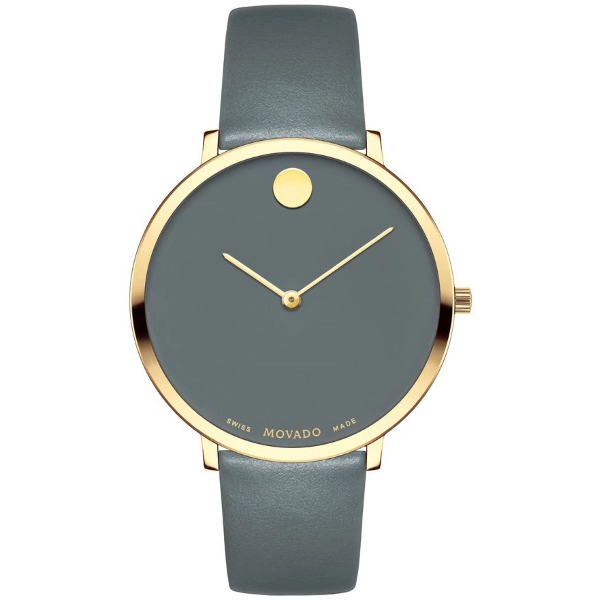 Movado 0607140 Grey Leather Strap Watch For Ladies