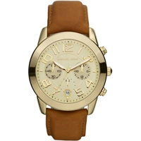 Michael Kors Mercer Champagne Dial Brown Leath..