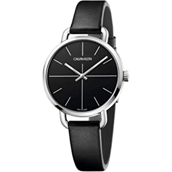 Calvin Klein K7B231CZ Black Leather Strap Watch for Ladies