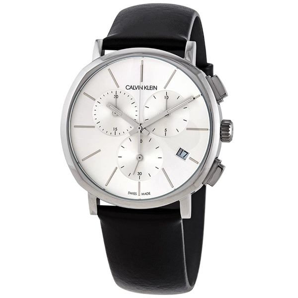 Calvin Klein K8Q371C6 Black Leather Strap White Dial Mens Watch