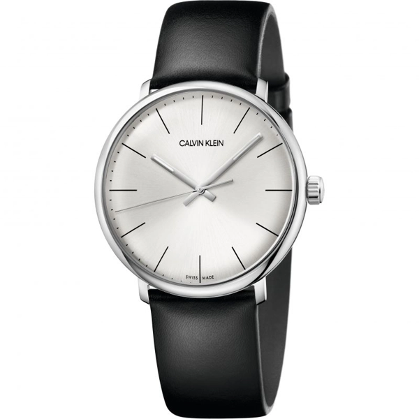 Calvin Klein K8M211C6 Black Leather Strap With Silver Dial Mens Watch