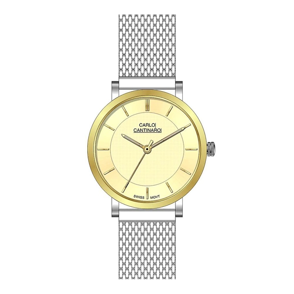 Carlo Cantinaro CC1001GM014 Gold Dial Stainless Steel Strap Gents Watch