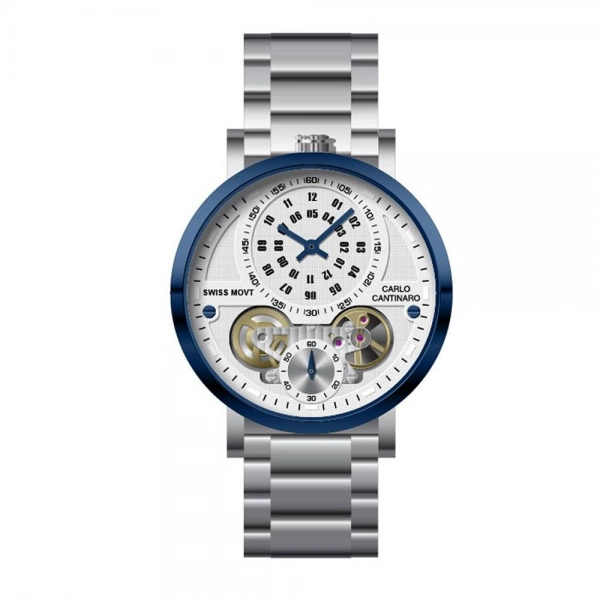 Carlo Cantinaro CC1004GB002 White Dial Stainless Steel Strap Gents Watch