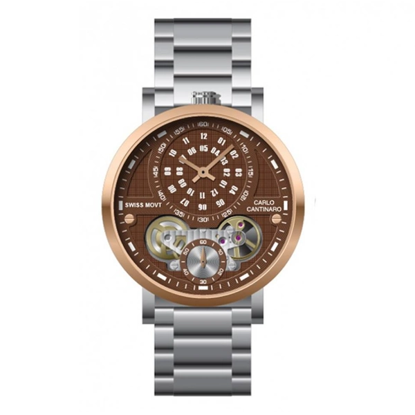 Carlo Cantinaro CC1004GB004 Brown Dial Stainless Steel Strap Gents Watch