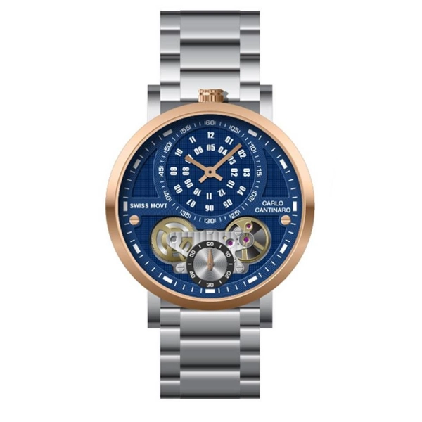 Carlo Cantinaro CC1004GB005 Blue Dial Stainless Steel Strap Gents Watch