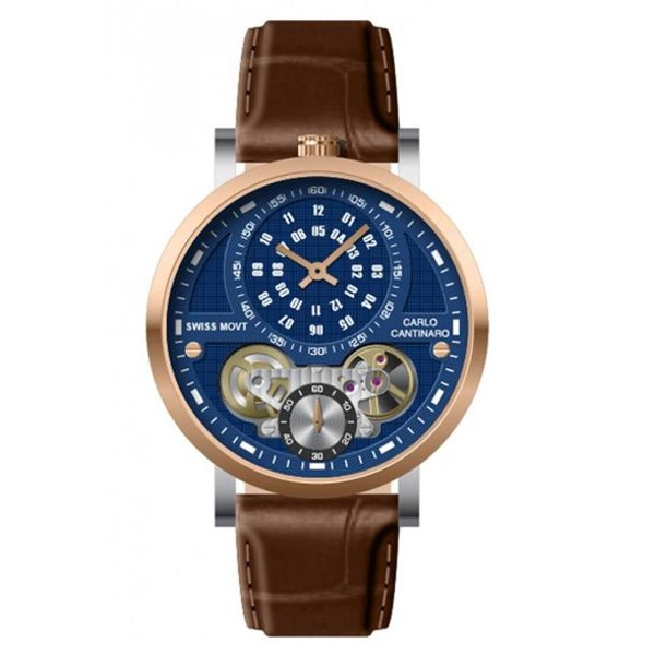 Carlo Cantinaro CC1004GL011 Blue Dial Leather Strap Gents Watch