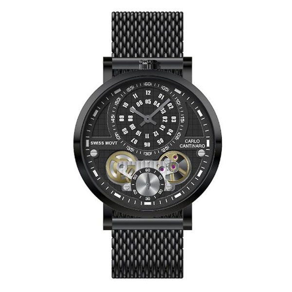 Carlo Cantinaro CC1004GM014 Black Dial Stainless Steel Strap Gents Watch