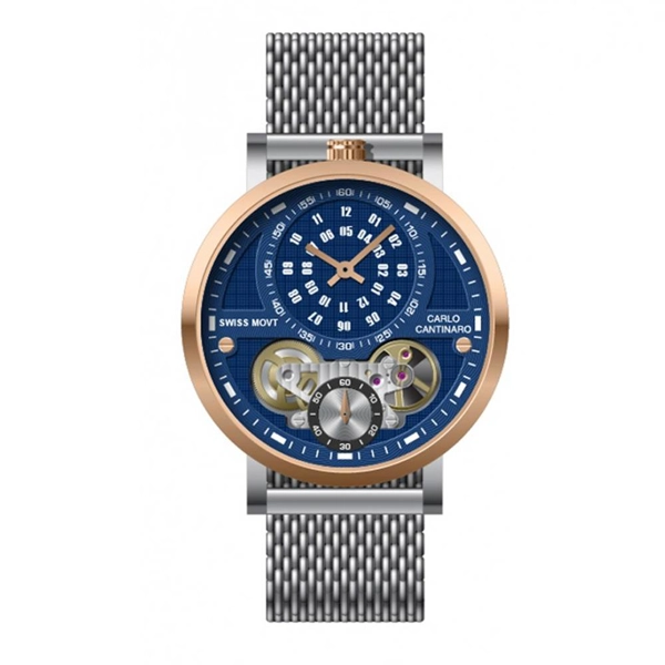 Carlo Cantinaro CC1004GM016 Blue Dial Stainless Steel Strap Gents Watch